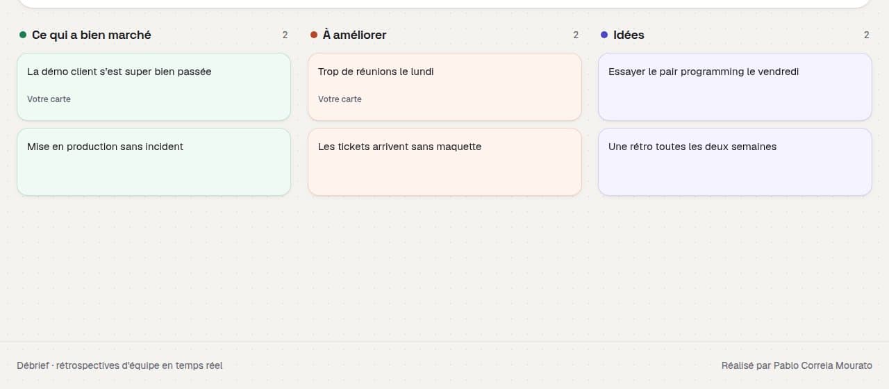 Étape de révélation : toutes les cartes sont visibles
